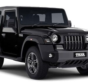 Pull-Back 4x4 SUV Model with Opening Doors | Realistic Miniature Vehicle for Kids Ages 2 and Up | Durable Black Thar Toy for Boys & Girls